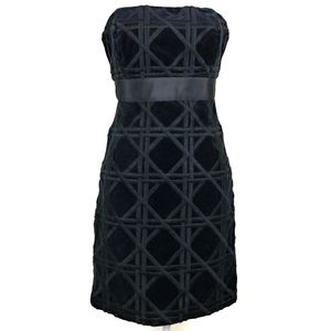 Vineyard Vines Carolyn Black Velvet Lattice Strapless Dress 0